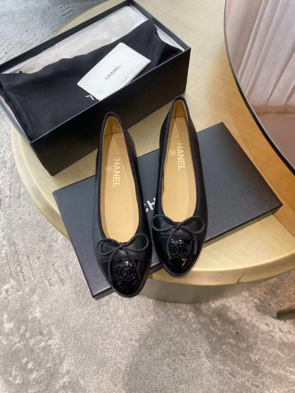 Chanel Black Double C Ballet Flats